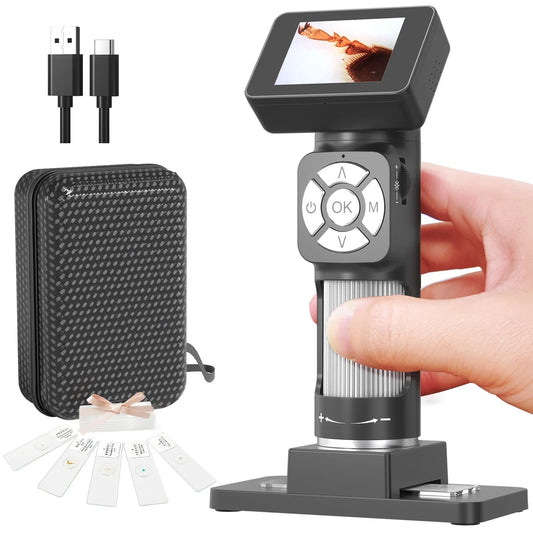 2 Inch Digital Microscope 2Mp 500X Magnification 8 Led Light Electronic Microscopio for Adult Soldering Peaceful Pleasures Health and Wellness AD112