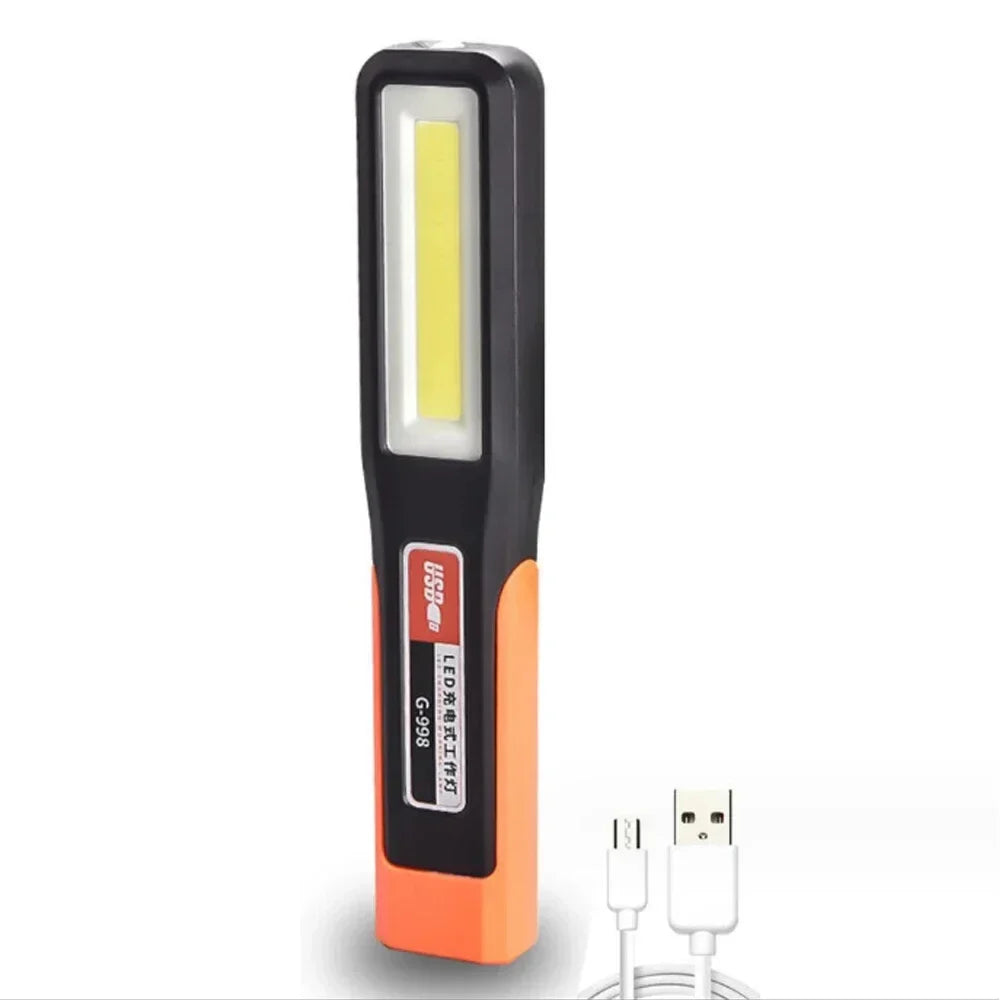 COB LED Rechargeable Flashlight – Magnetic Work Light & Torch