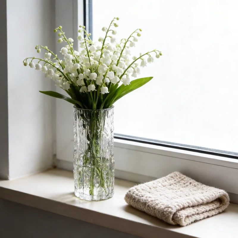 Glacier Texture Clear Glass Vase | Nordic Minimalist Flower Pot