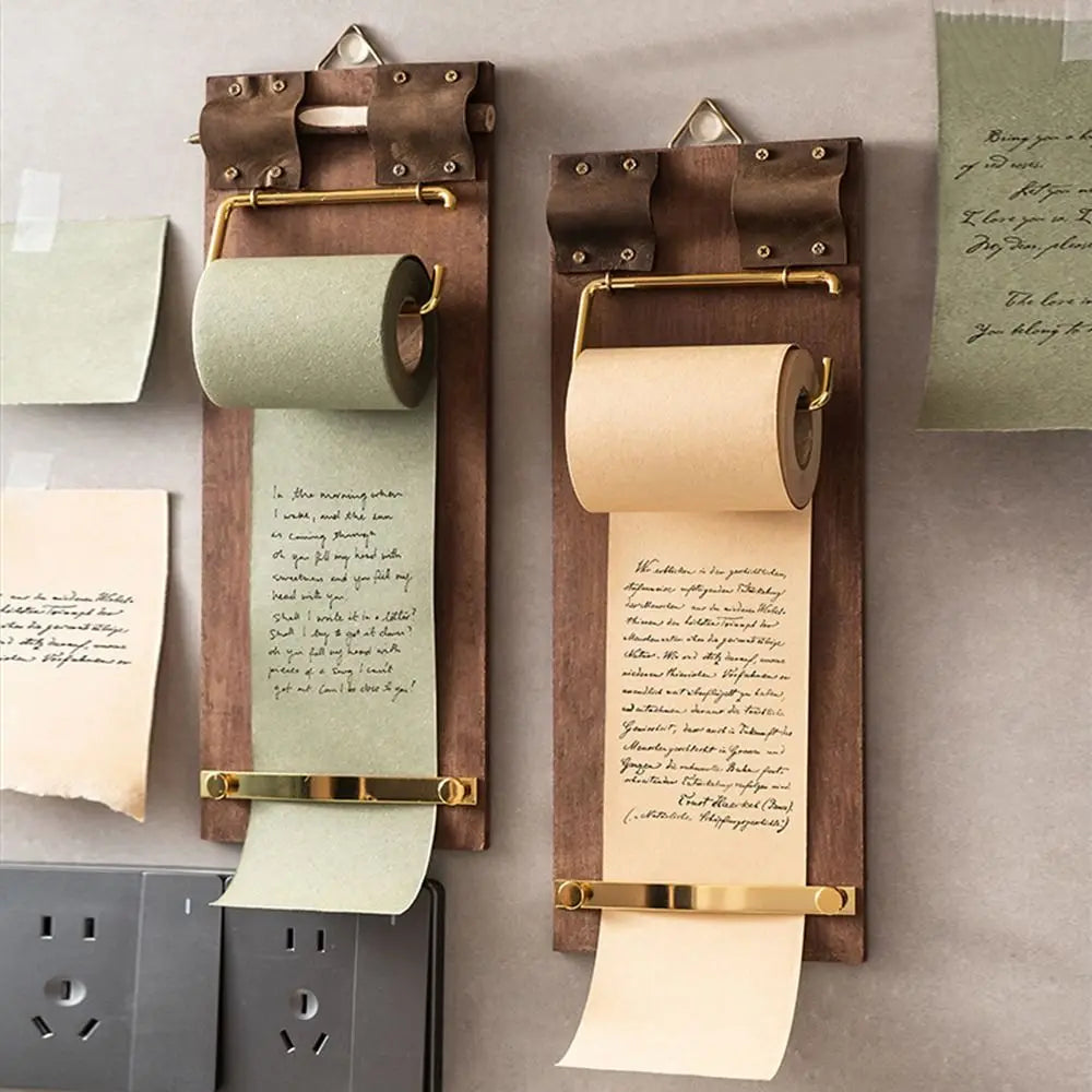 Retro Wooden Memo Clipboard | Roll-Up Sticky Note Pad