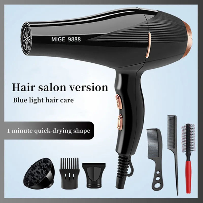 Fashionable High-Speed Hair Dryer High-Power Quick Drying Hair Care Silent Home Hair Salon Tools Buy 1 Get 6 Free Peaceful Pleasures Health and Wellness G-220V EU