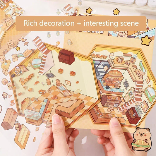 3D Cartoon Cabin DIY Scene Stacking Stickers – Reusable Set DIY Scene Stickers Oasis Select