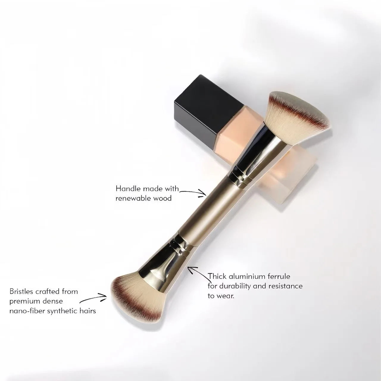 Dual-Ended Foundation Brush Double-Ended Powder Blush Concealer Brush Contour Brush Blush Brush Makeup Brush Professional Peaceful Pleasures Health and Wellness