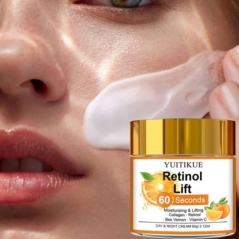 YUITIKUE 60 Seconds Retinol Lift Cream 60g with Collagen & Vitamin C, Moisturizing & Lifting Day & Night Cream Peaceful Pleasures Health and Wellness