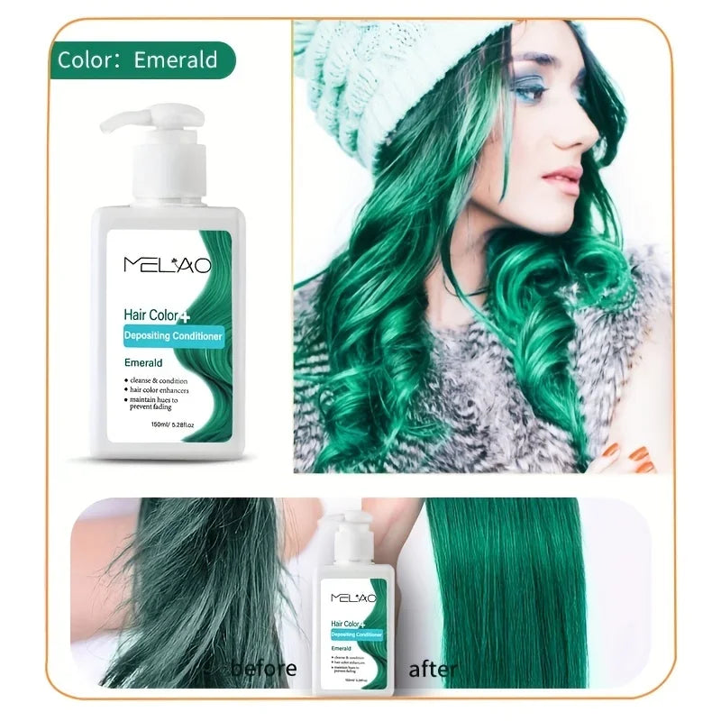 MELAO Hair Dye - Semi Permanent Hair Color Depositing Conditioner, Cruelty-free Peaceful Pleasures Health and Wellness emerald