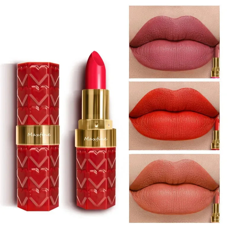Nude Matte Lipsticks 4 Colors Waterproof Long Lasting Lip Stick Not Fading Sexy Nude Red Pink Velvet Lipsticks Makeup Cosmetic Peaceful Pleasures Health and Wellness