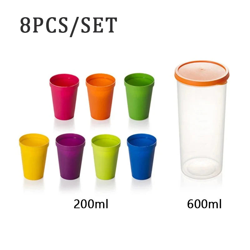 7pcs Rainbow Plastic Cups Set Reusable Water Mug Picnic Travel Trendy Funny Portable Rainbow Suit Cup Party Kids Drink Cup Peaceful Pleasures Health and Wellness Red 200-400ml