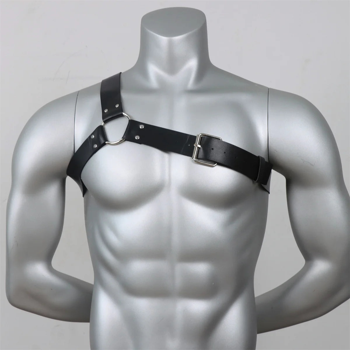 Gothic Men Leather Suspenders Belt Men's Black Single Shoulder