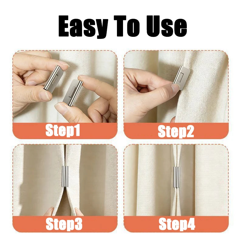 Magnetic Curtain Clips – Block Light, No Tools (1–10 Pairs)
