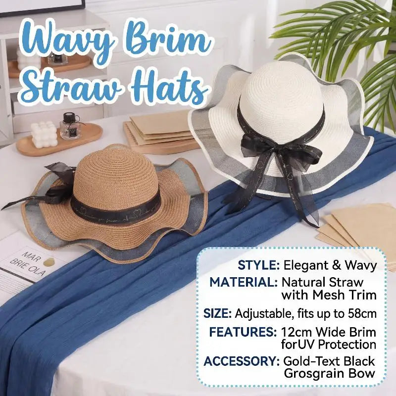 Women's Wide Brim Straw Sun Hat – UV Shield Beach Floppy Hat