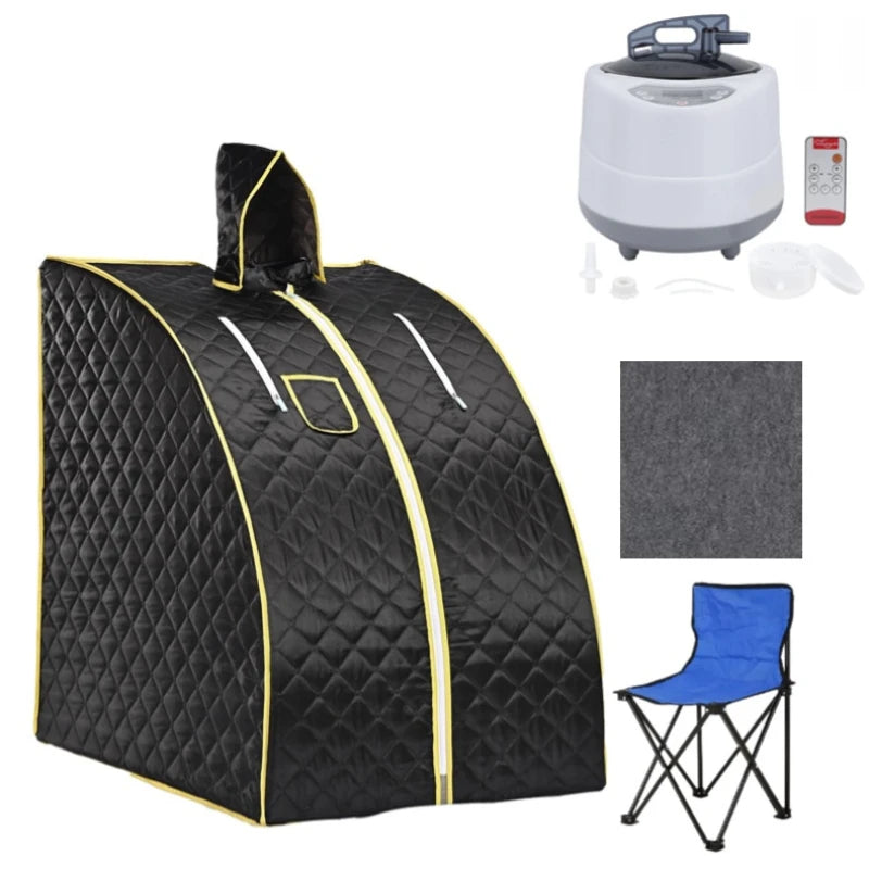 Steam Sauna Home Portable Sauna Spa 2L 1000W STEAM BATH Slimming Household Sauna Box Ease Stainless steel pipe support Peaceful Pleasures Health and Wellness 1SET