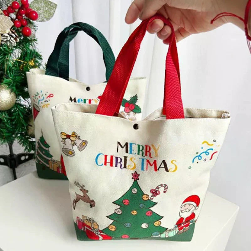 Christmas Canvas Tote Bags – Santa, Reindeer & Snowman Gift Bags