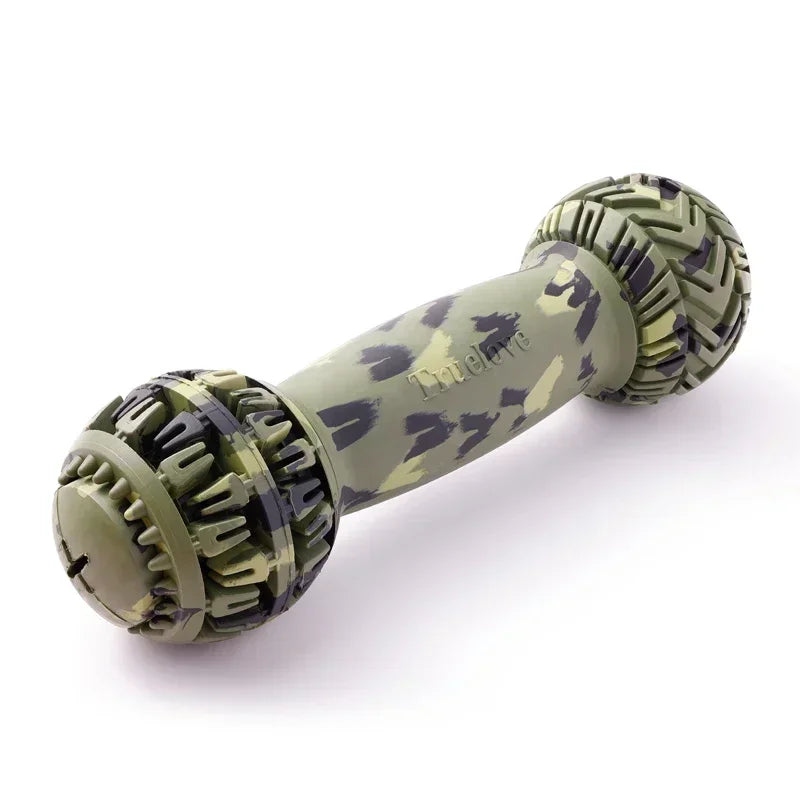 Truelove Pet Super Durable Leak-proof Treat Dispenser Dog Toy Dumbbell Slow Feeder IQ Training Playing Teething Dog TLT2606 Peaceful Pleasures Health and Wellness Olive Drab M China Mainland