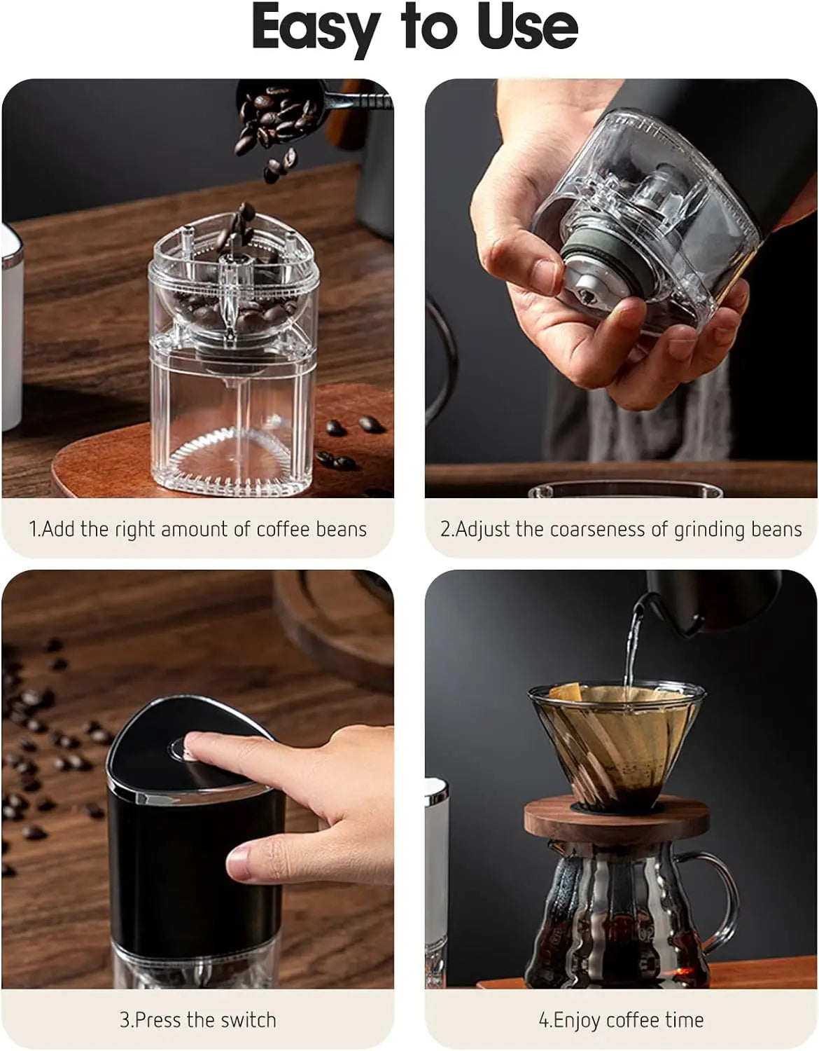 Portable Electric Coffee Grinder USB-C Rechargeable Ceramic Burr
