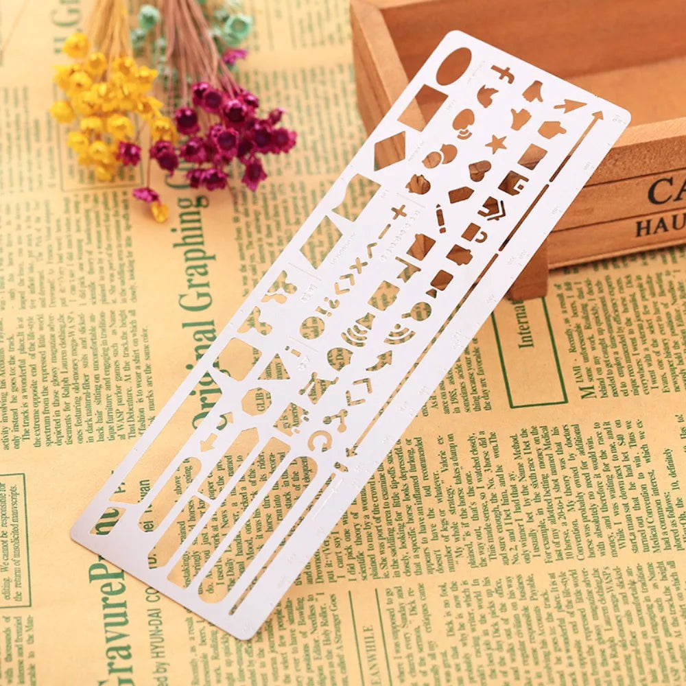 Cat Shape Template Ruler Stainless Steel School Projects Hollowed Out Ruler Pocket-Sized Vintage Drawing Template Ruler Peaceful Pleasures Health and Wellness WEB