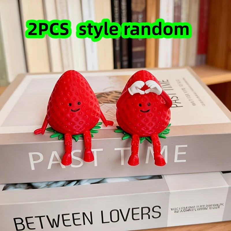 2-Piece Set with Random Styles, Includes Pen Refills, Strawberry-Shaped Ornaments with Movable Joints, Cute Little Figure Design, Suitable for Home and Office Desktop Decoration Peaceful Pleasures Health and Wellness 2Pcs Random Style