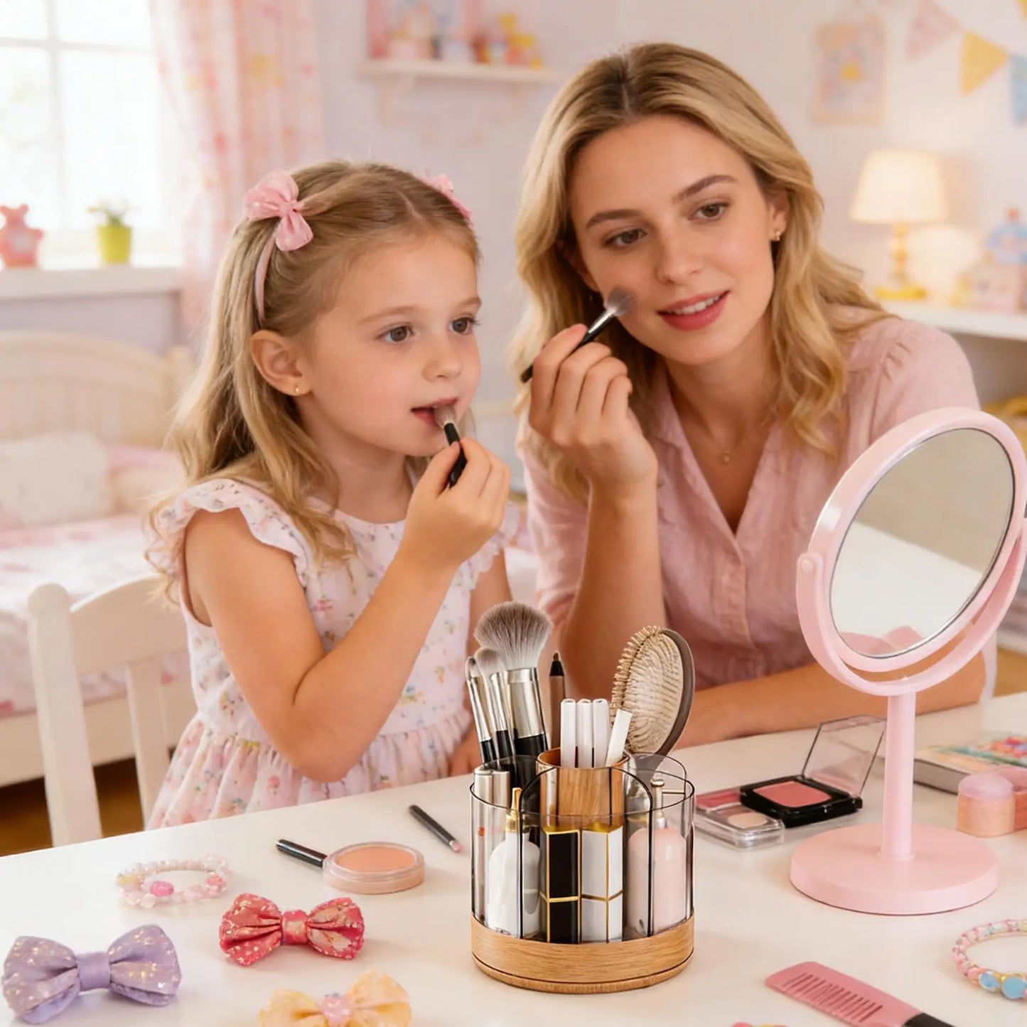 Make Up Brush Holder Large Capacity 360 Rotating Storage Make Up Brush Holder Organizer For Women Cosmetics Nail Gel Perfume Peaceful Pleasures Health and Wellness