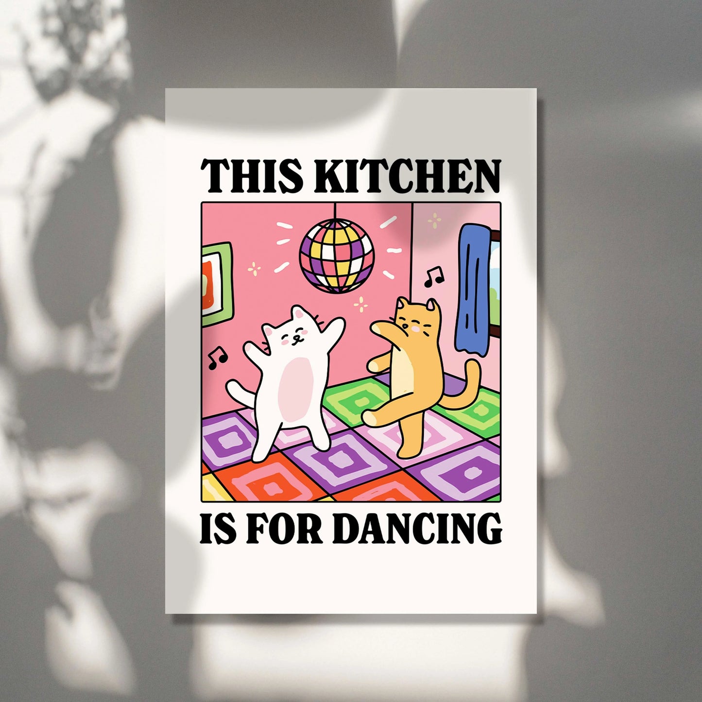 This Kitchen Is For Dancing Cartoon Cat Wall Art Prints Canvas Painting Poster Picture For Living Children Room Home Decor Gift Peaceful Pleasures Health and Wellness