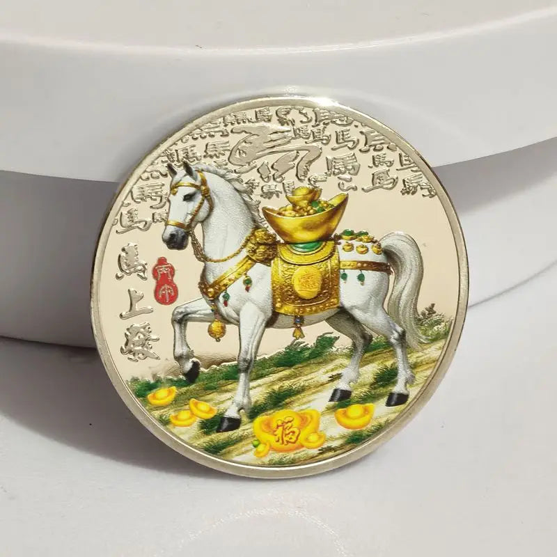 2026 Year of the Horse Commemorative Coin 40mm Gold & Silver