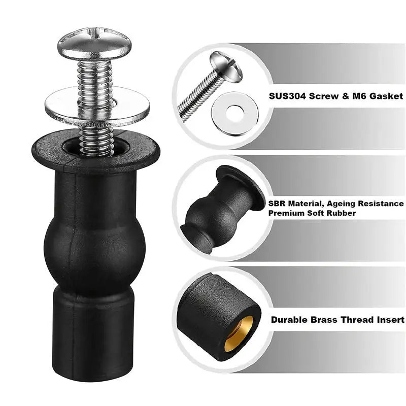 2/4Pcs M6 Toilet Seat Fixing Bolts Rubber Expansion Screws with Nuts for Bathroom Toilet Seat Installation Replacement Parts Peaceful Pleasures Health and Wellness