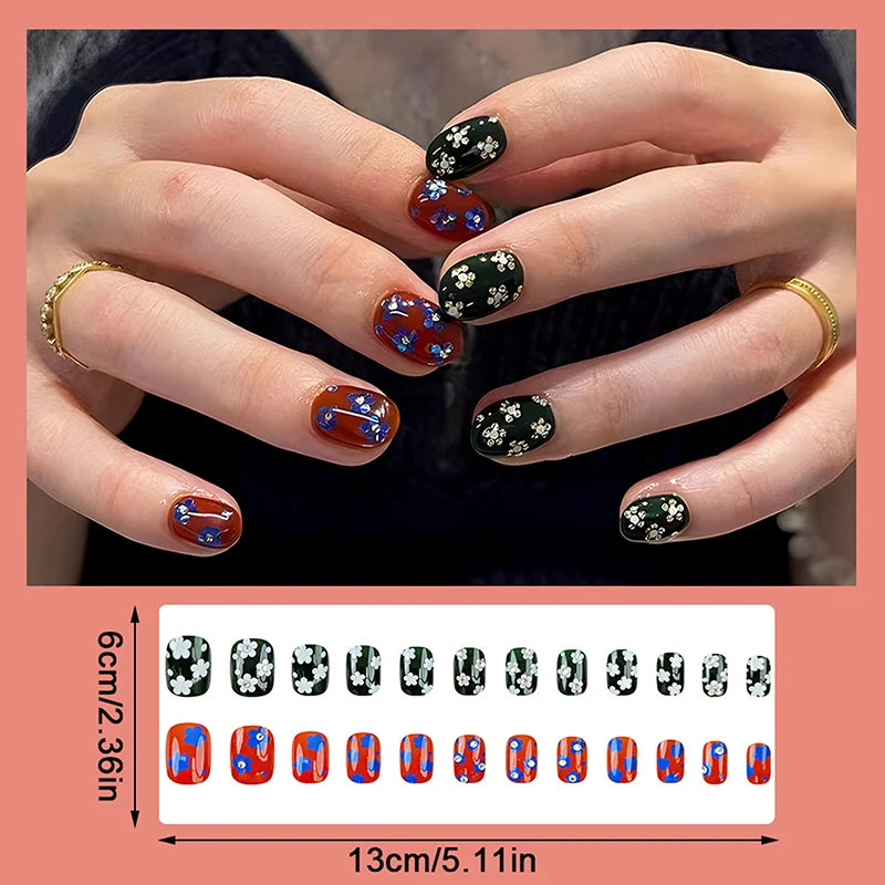 24/30Pcs Medium Fake Nail Set With Jelly Glue Gradient French Press On False Nail Elegantstyle Nails Full Cover Wearing False Peaceful Pleasures Health and Wellness
