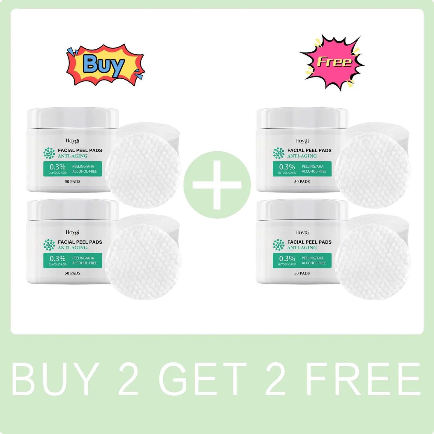 Glycolic Acid Cotton Pads Shrink Pores Blackhead Removal Oil Control Acne Treatment Exfoliating Moisturizing Facial Skin Care Peaceful Pleasures Health and Wellness Buy 2 Get 2 Free