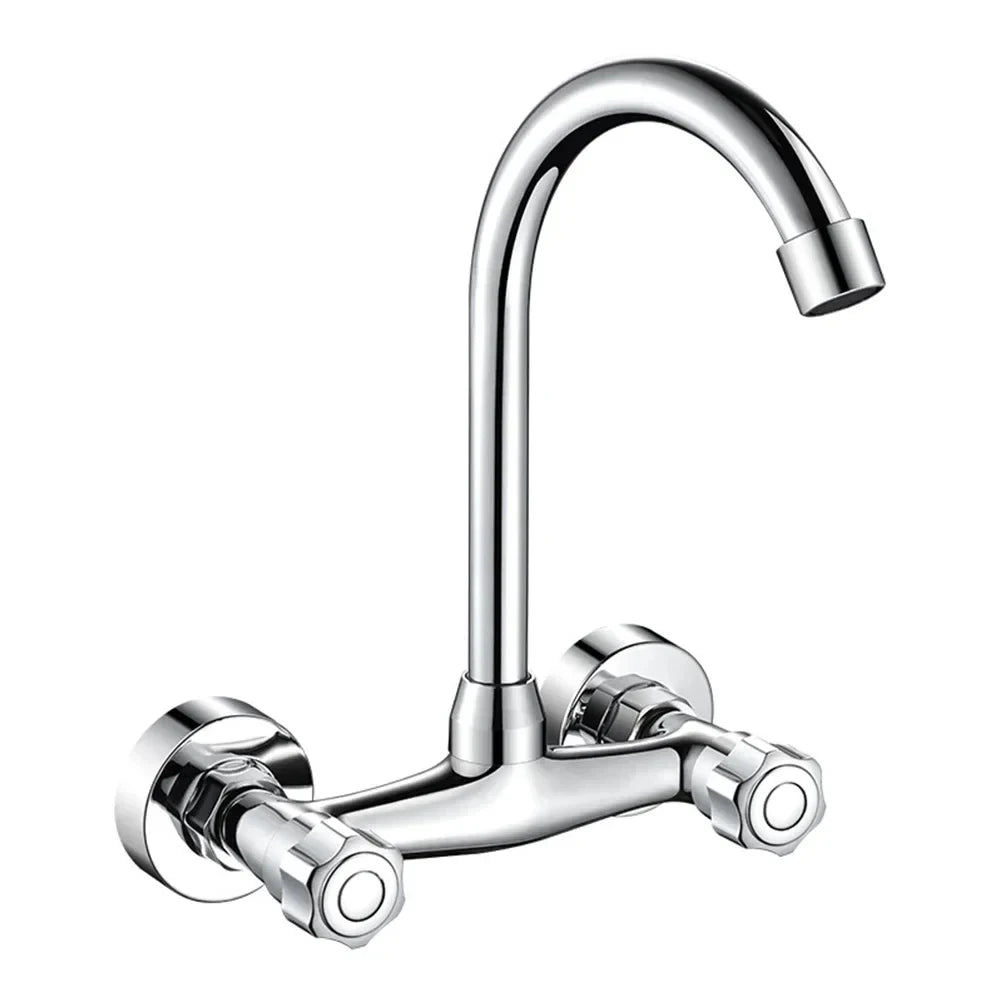 Wall Mount Kitchen Faucet | 360° Swivel Hot & Cold Brass