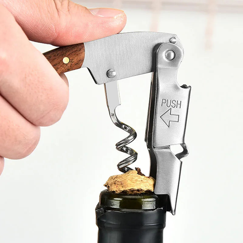 Wine Opener, Double Hinged Manual Wine Key for Bartender, Server, Waiter, Stainless Steel Wine Bottle Opener Corkscrew Peaceful Pleasures Health and Wellness
