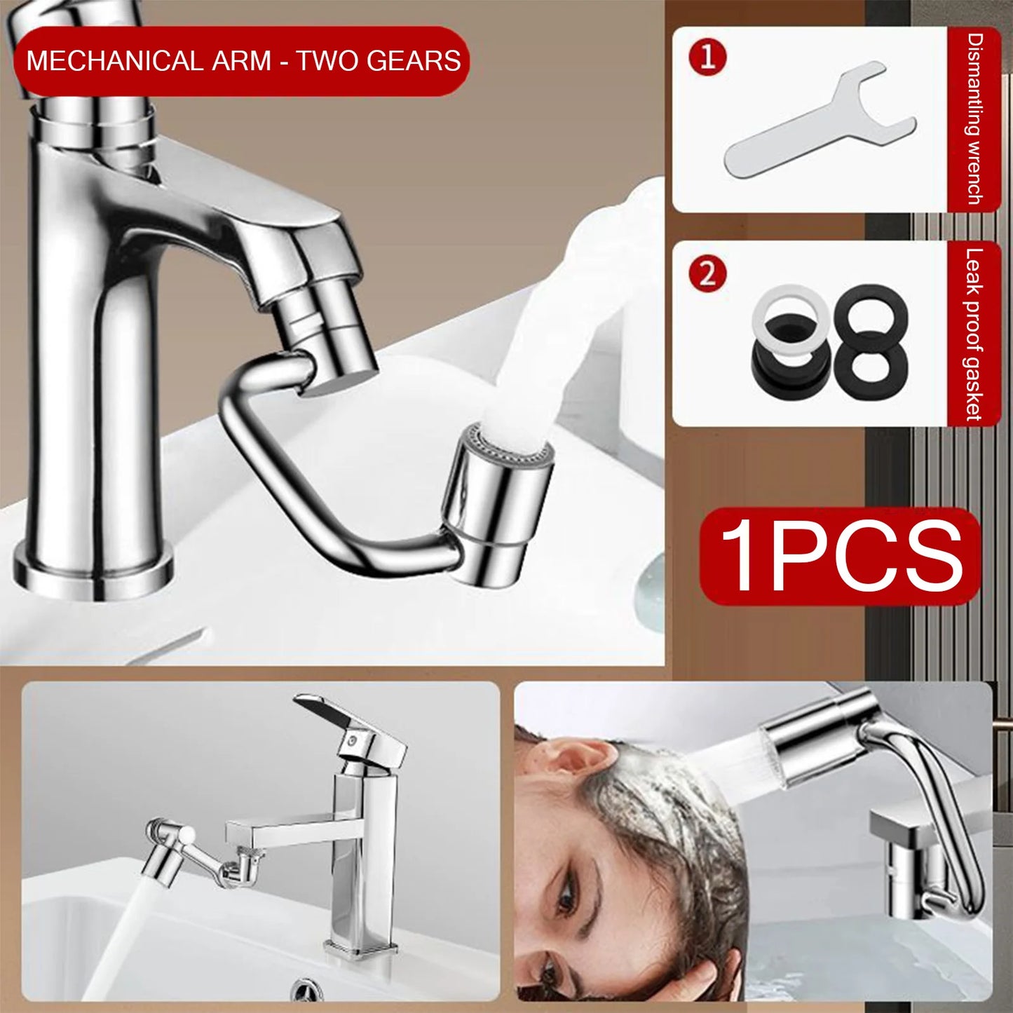 Flexiflow Rotating Faucet Extender Stainless Steel Valve Core Corrosion-Resistant for Kitchen Bathroom Restroom Peaceful Pleasures Health and Wellness
