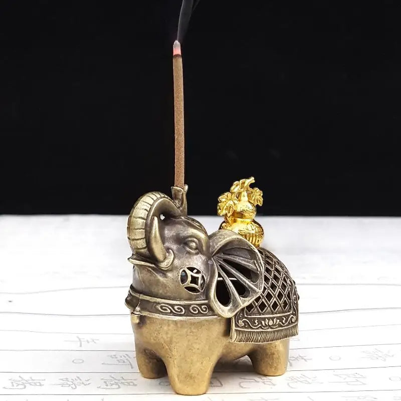 Creative Elephant Alloy Incense Burner Vintage Hollow Out Design Sandalwood Aromatherapy Stove For Yoga Spa Meditation Room Peaceful Pleasures Health and Wellness