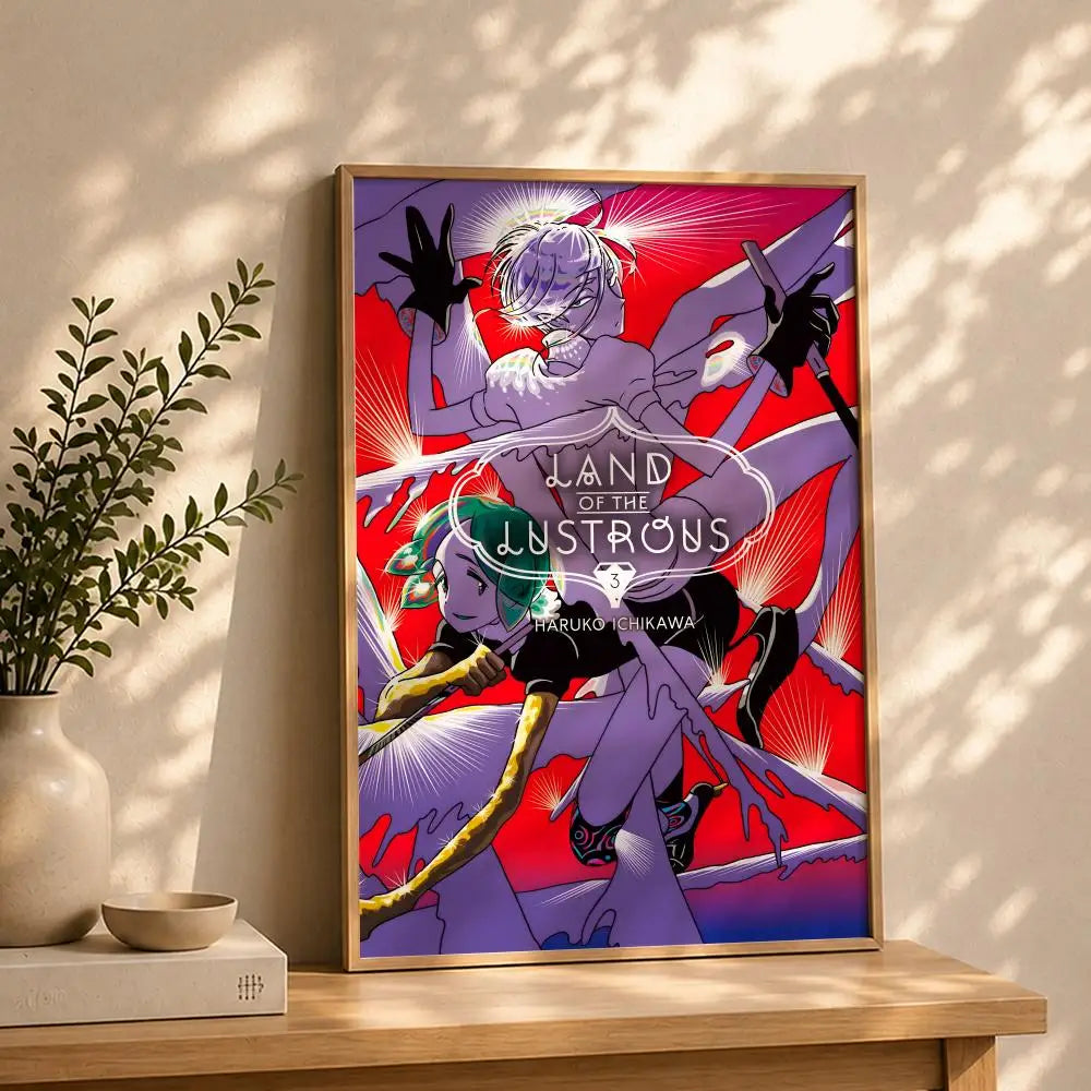 Land of the Lustrous Anime Poster – HD Self-Adhesive Wall Art Anime Wall Poster Peaceful Pleasures Health and Wellness White15 50X70cmNoframe