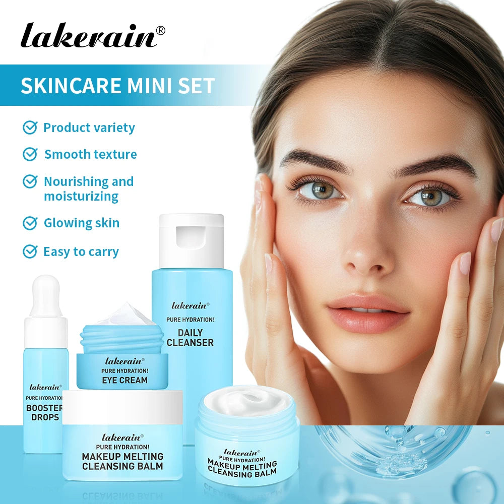 Mini Skincare Set Cream Serum Facial Cleanser Eye Cream Moisturizing Whitening Face Skin Care Travel Facial First Aid Set Peaceful Pleasures Health and Wellness
