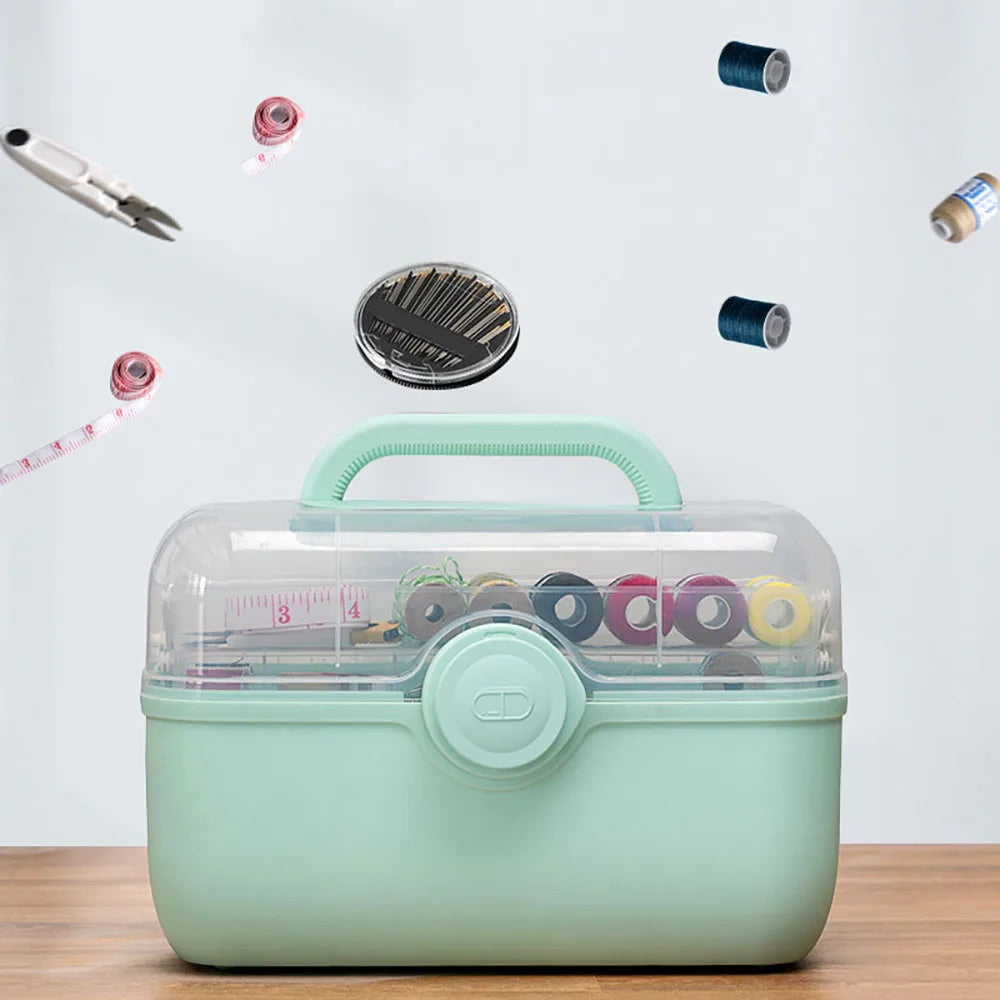 A36T-Sewing Kit Box For Adults Beginners Sewing Kits Accessories Home Sewing Box Stitching Repair Kit Compartments Box Peaceful Pleasures Health and Wellness