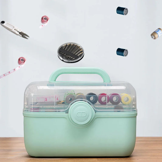 A36T-Sewing Kit Box For Adults Beginners Sewing Kits Accessories Home Sewing Box Stitching Repair Kit Compartments Box Peaceful Pleasures Health and Wellness