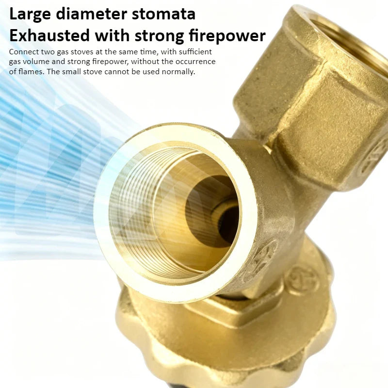Brass 2-Way Y Garden Hose Splitter with Solid Handle