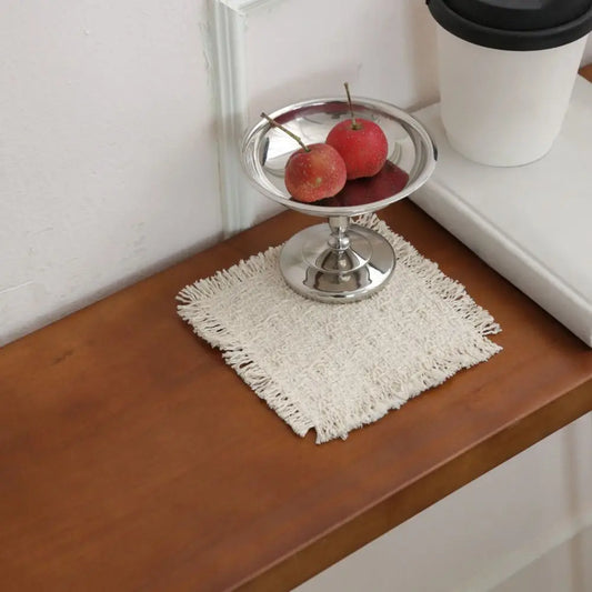 New Beige Color Cotton Placemat Soft Square Shape Table Mat Cotton Photo Props Peaceful Pleasures Health and Wellness