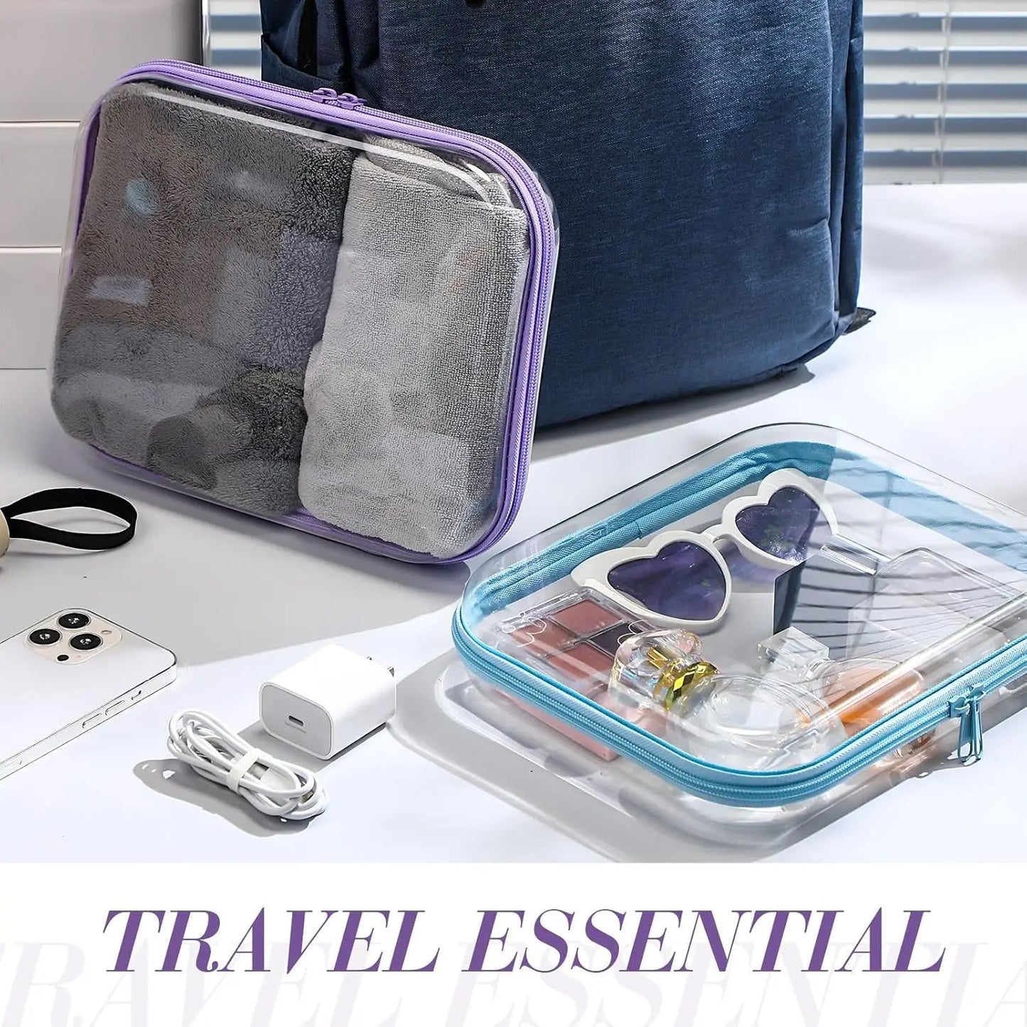 Clear Hard Shell Zipper Pouches | Waterproof Travel Toiletry Bag Travel Toiletry Bag Peaceful Pleasures Health and Wellness