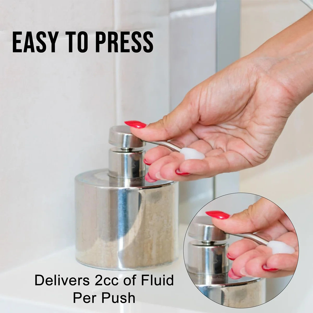 2/4pcs Stainless Steel Soap Pump, Soap Dispenser Pump Replacement Spare Fits 25mm Bottle Mouth, for Kitchen Bathroom Worktop Peaceful Pleasures Health and Wellness