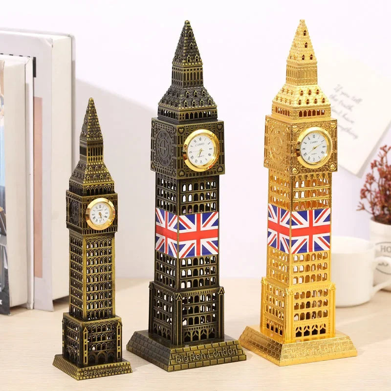 World Renowned Landmark Building Big Ben Model with A Clock Ferris Wheel Home Office Display Window Desktop Decoration Souvenir Peaceful Pleasures Health and Wellness