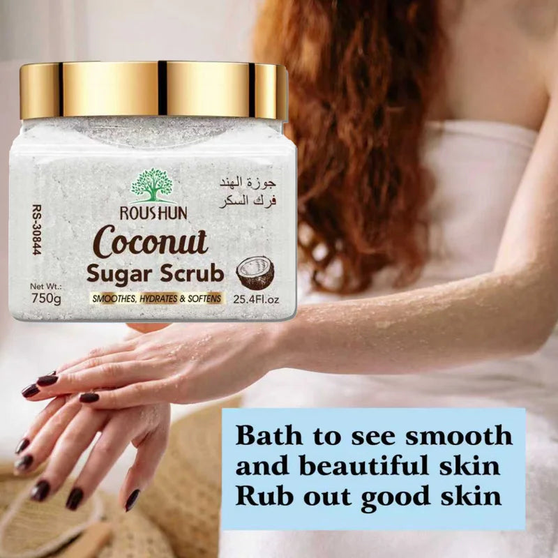 ROUSHUN Coconut Sugar Scrub Large Capacity Family Pack Body Scrub Gentle Deep Cleansing Skin Peaceful Pleasures Health and Wellness