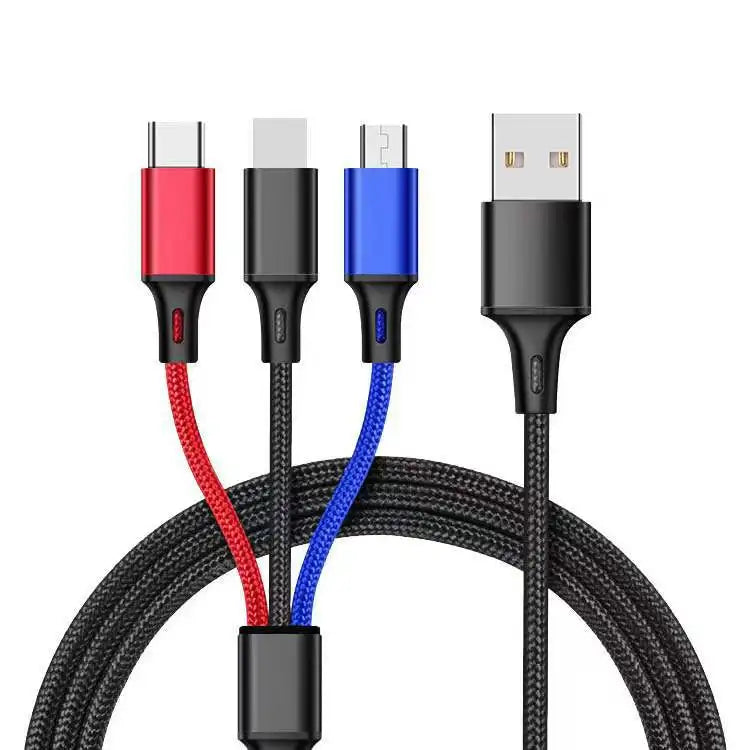 New Fast Charging Cable c Multi Charger Cable Nylon Braided Multiple USB Type-C Universal Charging Cord Adapter Peaceful Pleasures Health and Wellness Colorful