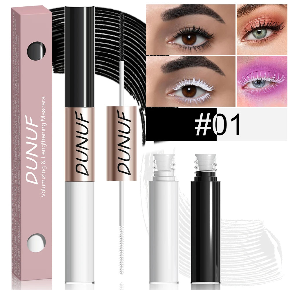 Dual-Ended Color Mascara Long-Lasting Waterproof Volumizing Lengthening Curling Eyelash Makeup for Women Peaceful Pleasures Health and Wellness 01