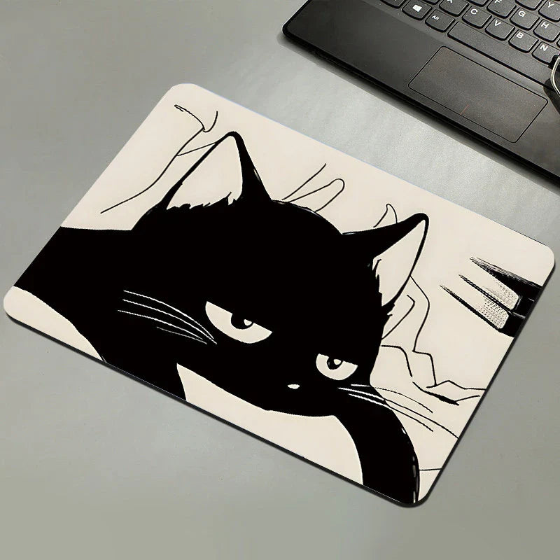 Black Cat Mousepad – Non-Slip Natural Rubber Desk Mat