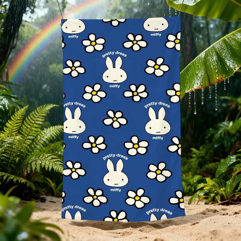 Miffy Cartoon Quick-Dry Beach Towel | Soft Pool & Travel Towel