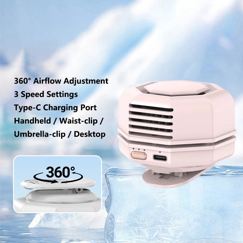 Lenovo Clip Fan Mini Portable Strong Cold Wind Desktop 60 Blade 360 ° Adjustment of Wind Multifunctional Fan For Women Men Peaceful Pleasures Health and Wellness Pink-Regular