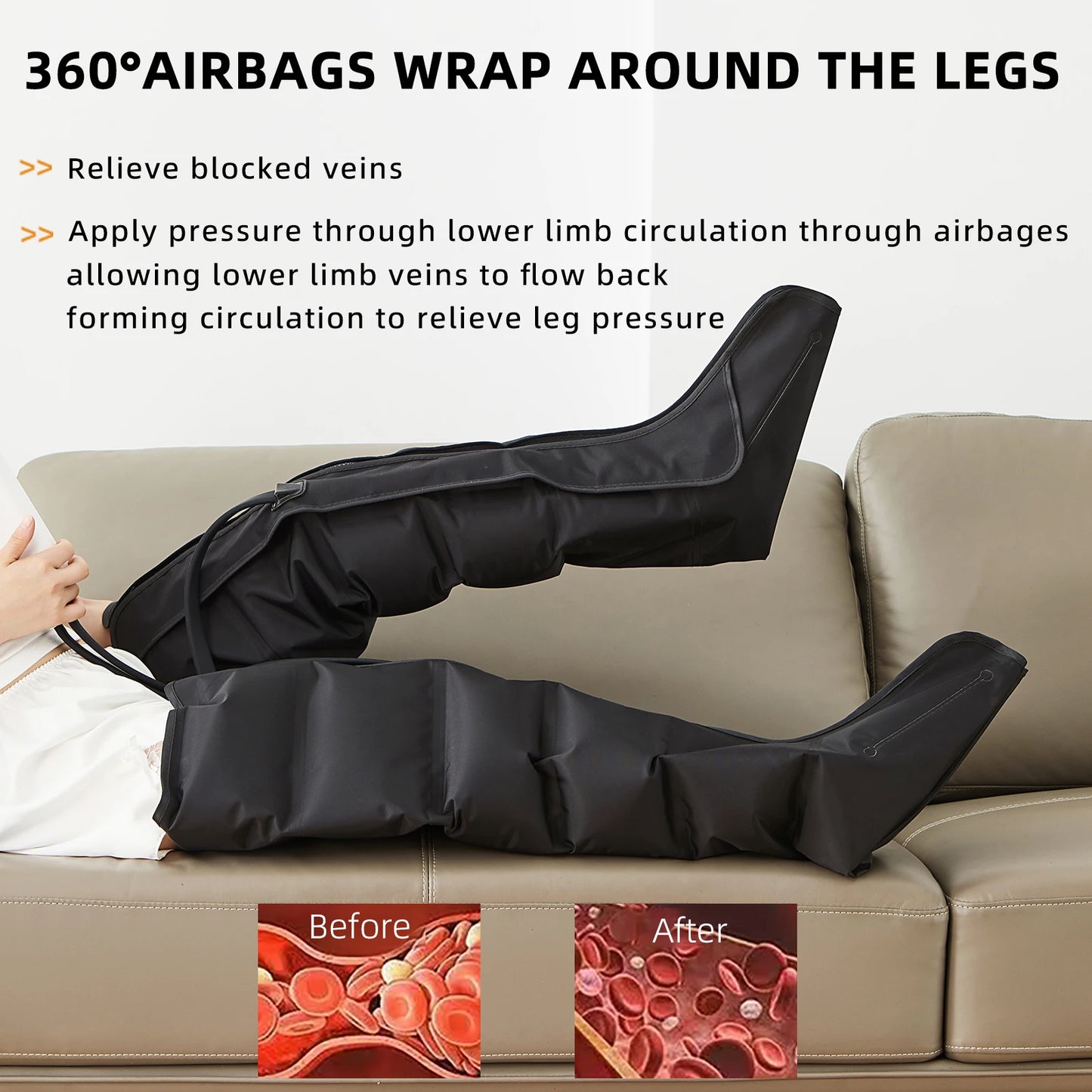 Air Compression Leg Massager | 6 Airbag Pneumatic Boots