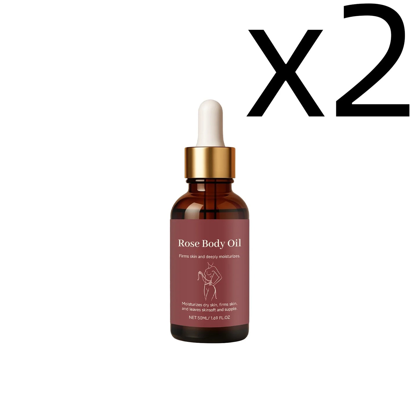 Rose Body Essential Oil Smoothing Skins Improving Skin State Deeply Nourishing Lasting Moisturizing Flower Fragrance Body Serum Peaceful Pleasures Health and Wellness 50ml X 2PCS