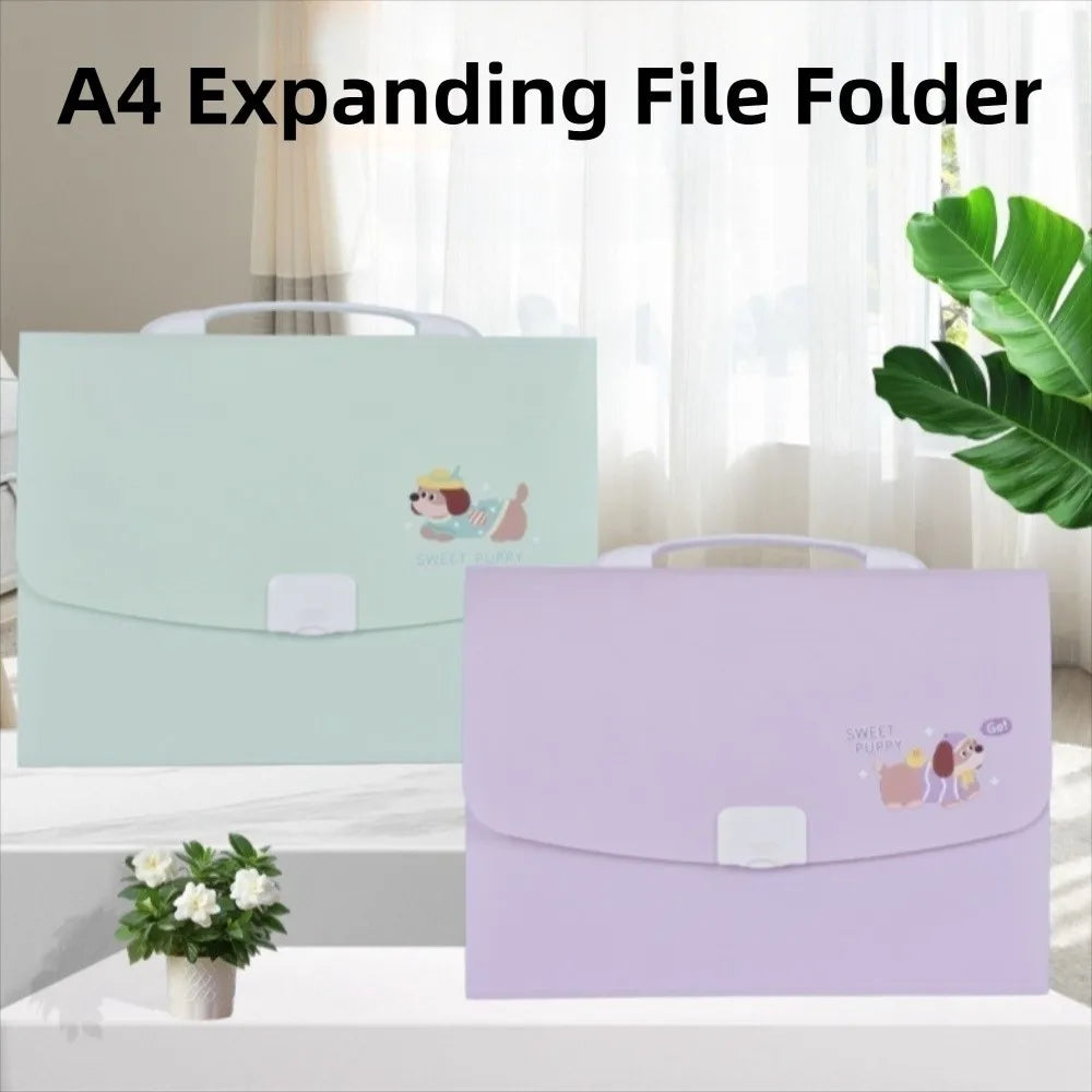 13 Pockets Expanding File Folder a4 Size Multi-Layer Paper Document Storage Holder Cartoon with Handle Portable Organ Bag Peaceful Pleasures Health and Wellness