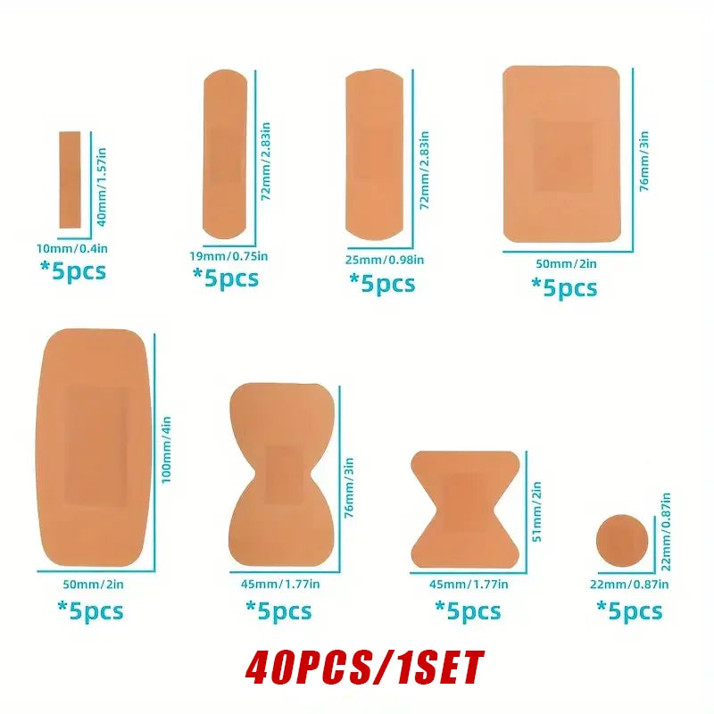 40PCS /Set Bandage Collection - Waterproof,Breathable,Assorted Sizes,Fingertip, Adhesive,Bulk Pack for First Aid,Wound Care Peaceful Pleasures Health and Wellness 40 PCS One Size