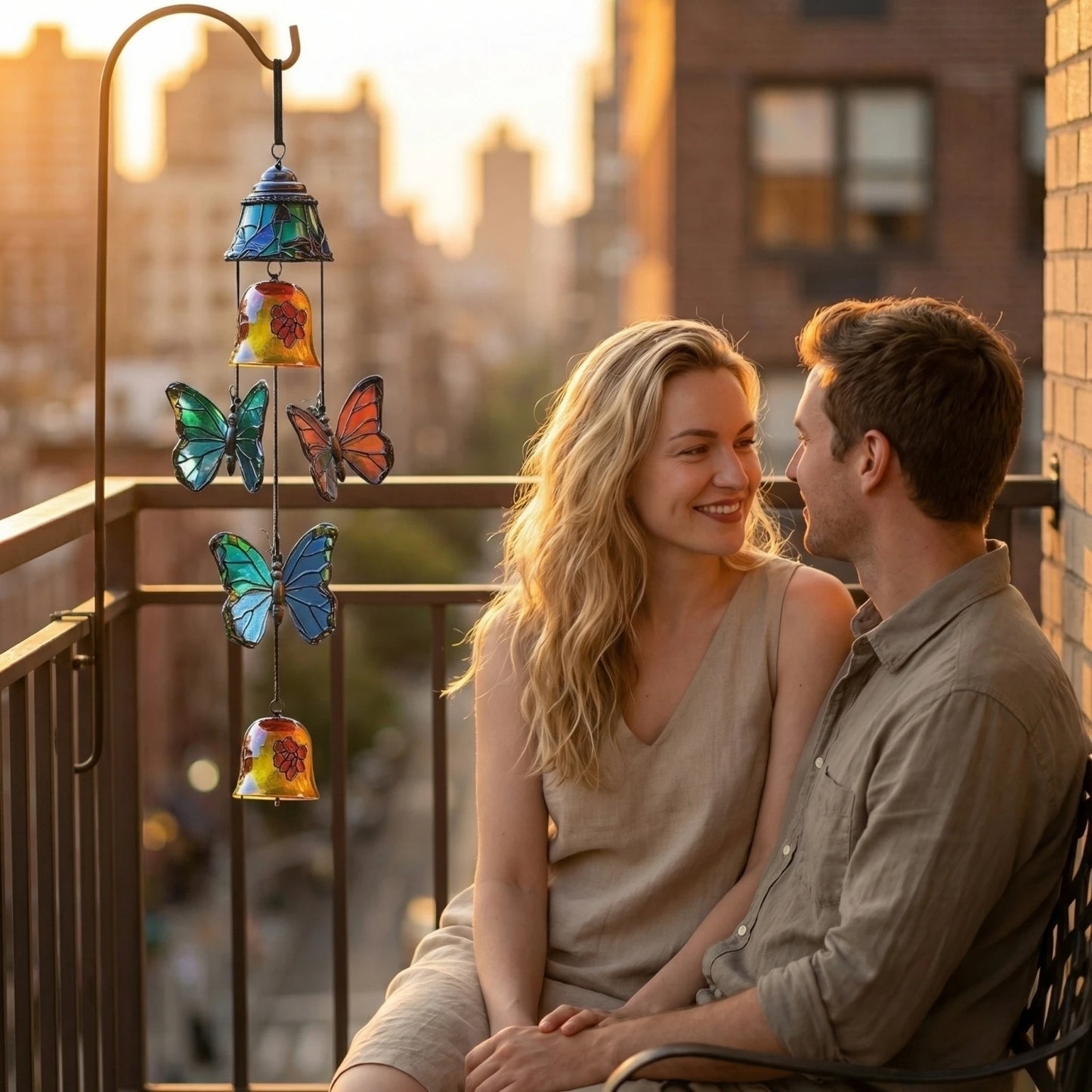 Stained Glass Butterfly Wind Chime | Outdoor Garden Décor